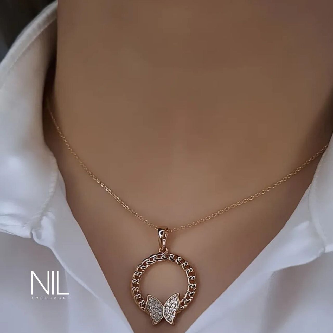 نیم ست پروانه آویز حلقه و گوشواره ژوپینگ روکش طلا با ثبات رنگ عالی